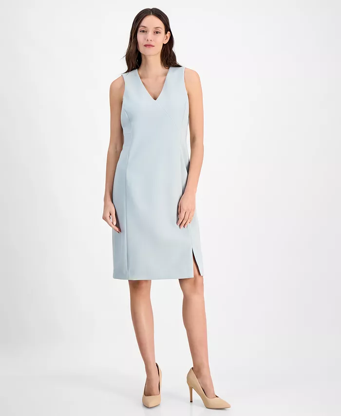 

Женское платье без рукавов с V-образным вырезом и разрезом по подолу Anne Klein, зеленый