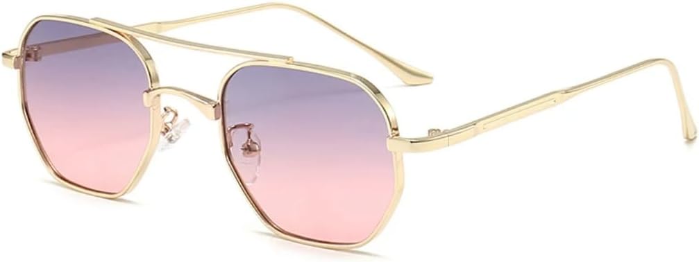 

Мужские солнцезащитные очки в стиле ретро с металлическим блеском, градиентные линзы, защита от УФ-излучения UV400, женские солнцезащитные очки TOIPASTN, Gray Pink Gradient