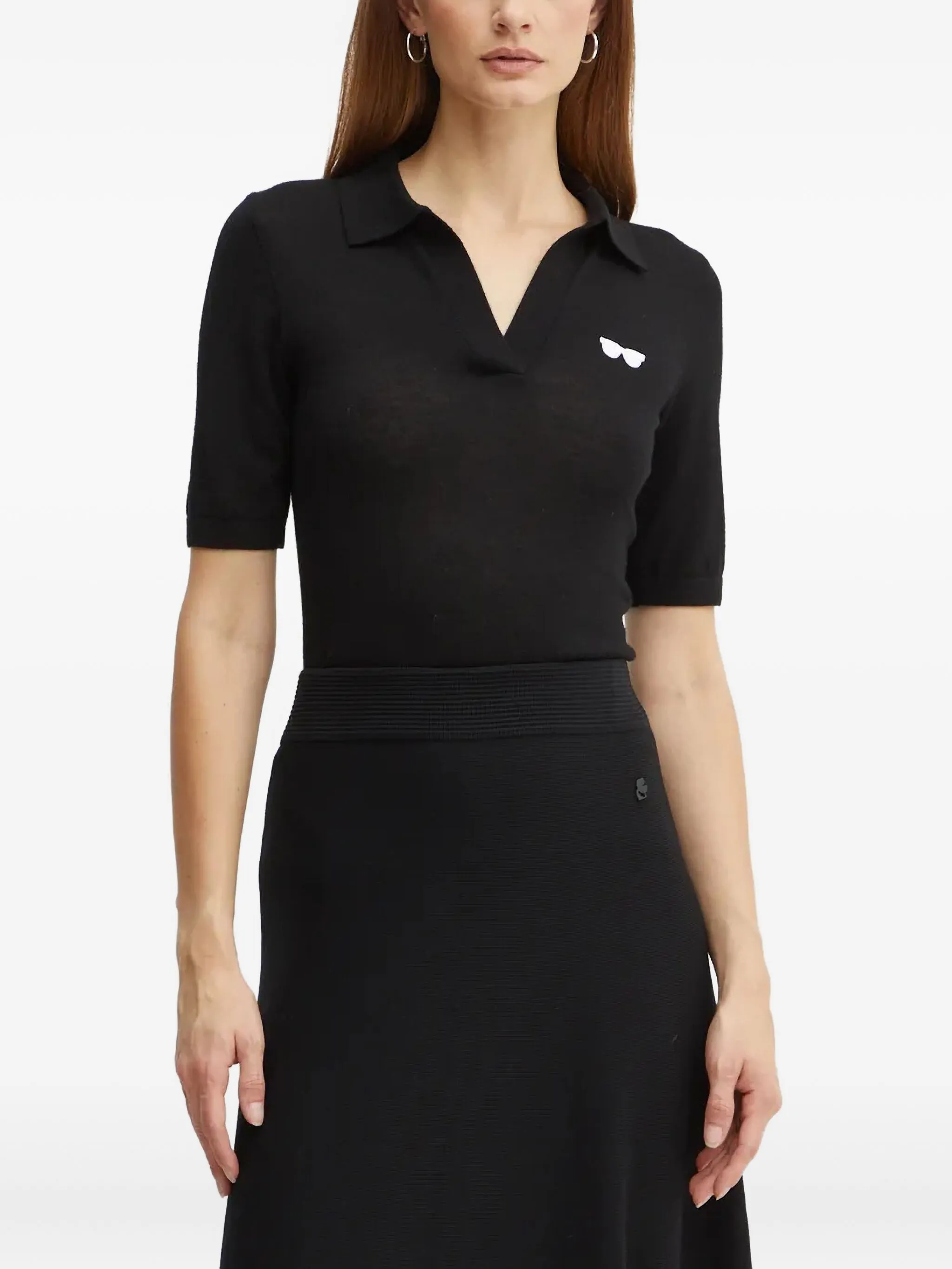 

Рубашка поло с вышивкой Karl Lagerfeld, черный