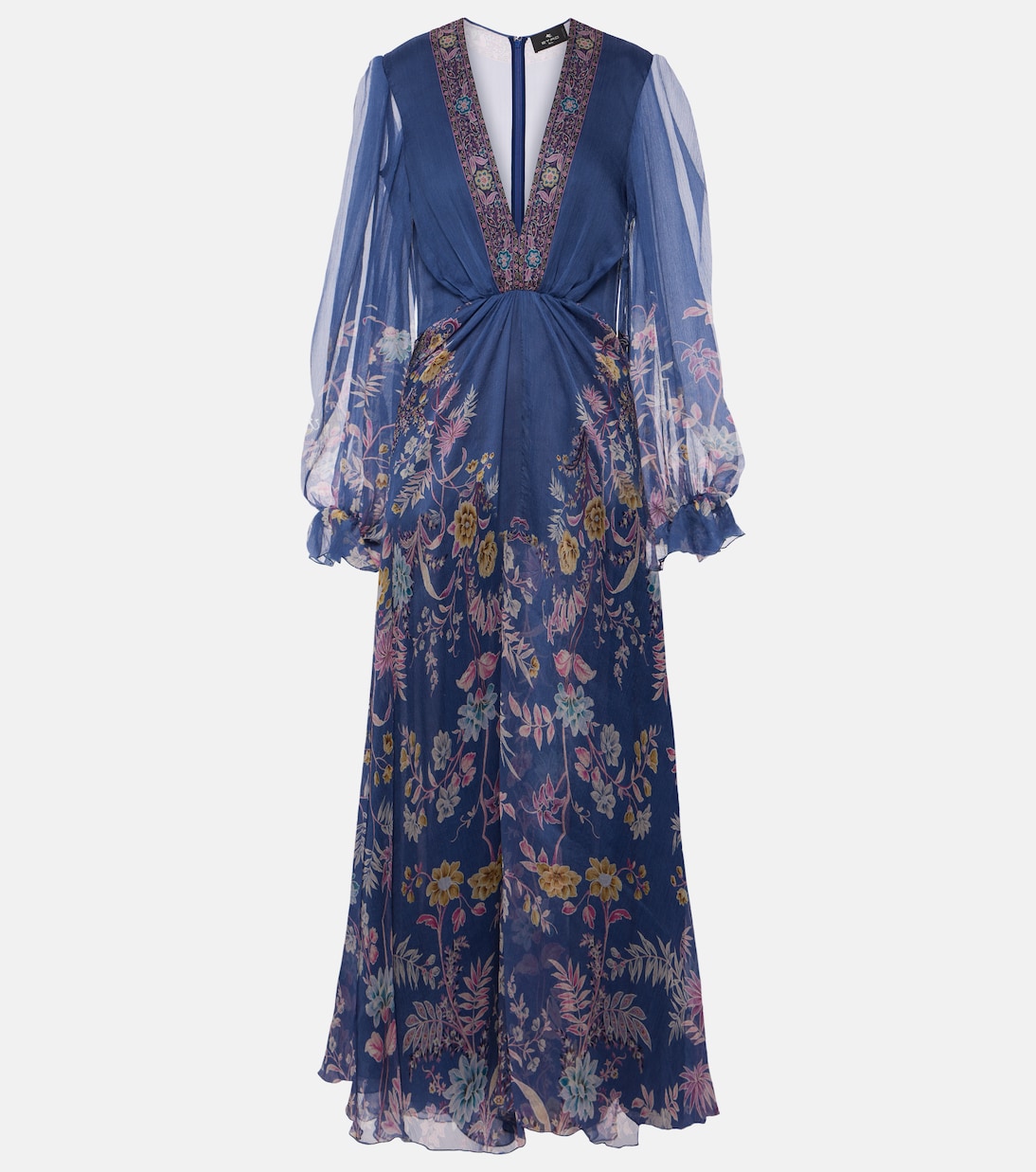 

Шелковое платье с принтом Etro, Print On Blue Base