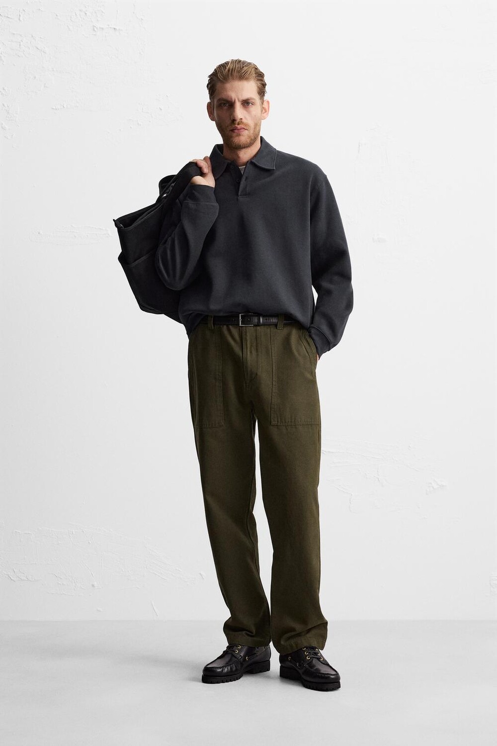 

Футболка поло из ткани interlock с текстурой ZARA, синий