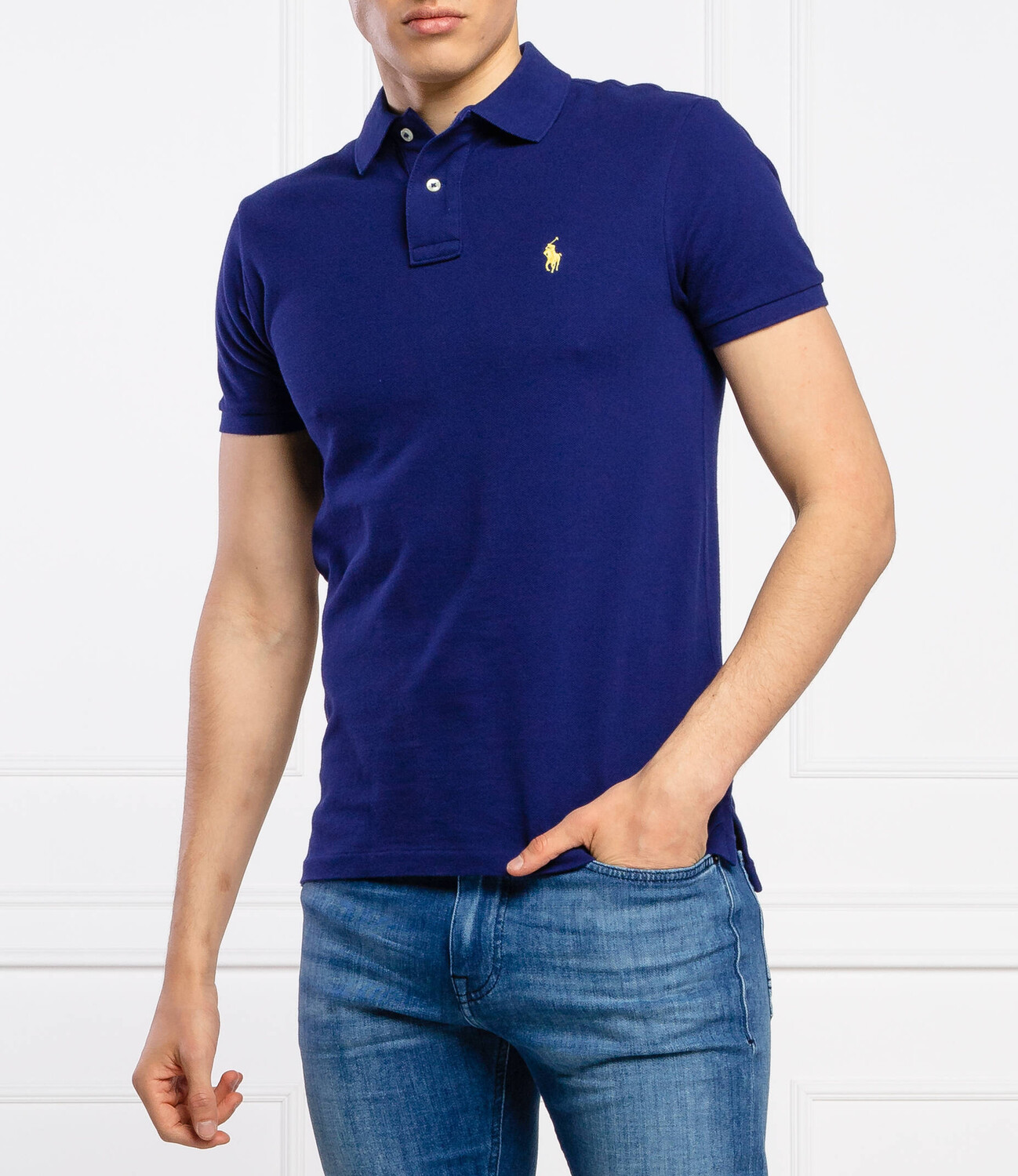 Поло POLO RALPH LAUREN slim fit pique, синий — фото 2
