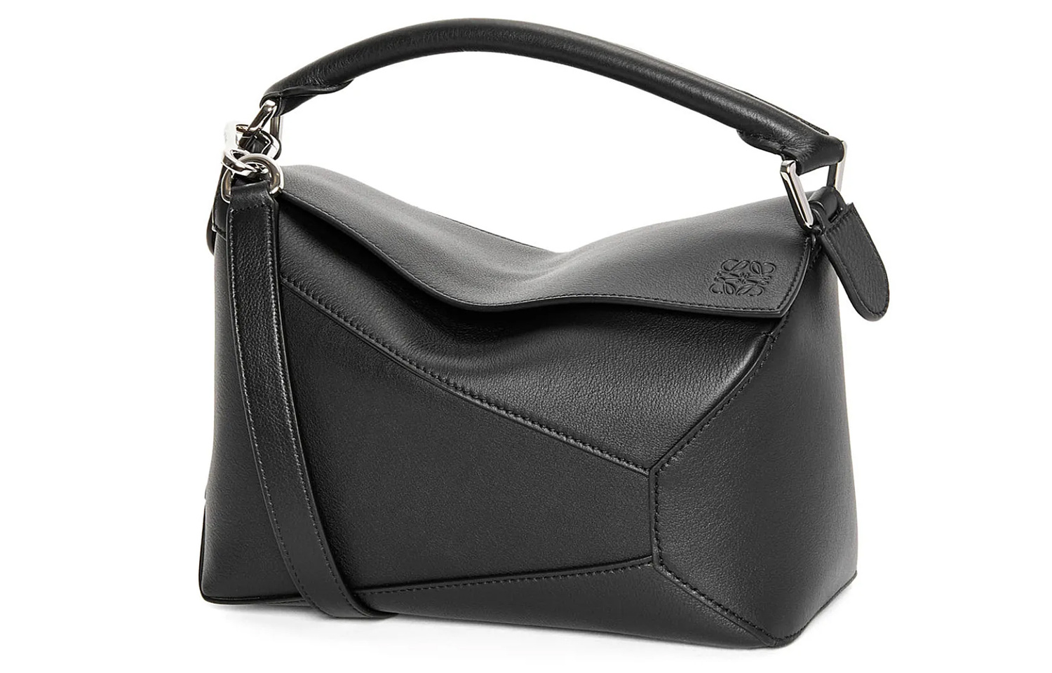 LOEWE Пазл коровья кожа сумка, через плечо, кроссбоди маленькая женская black — фото 3