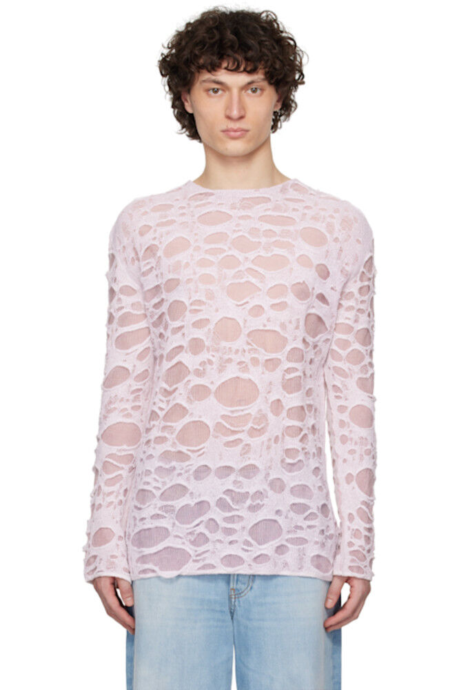 

Многослойный вязаный свитер розового и белого цветов Acne Studios