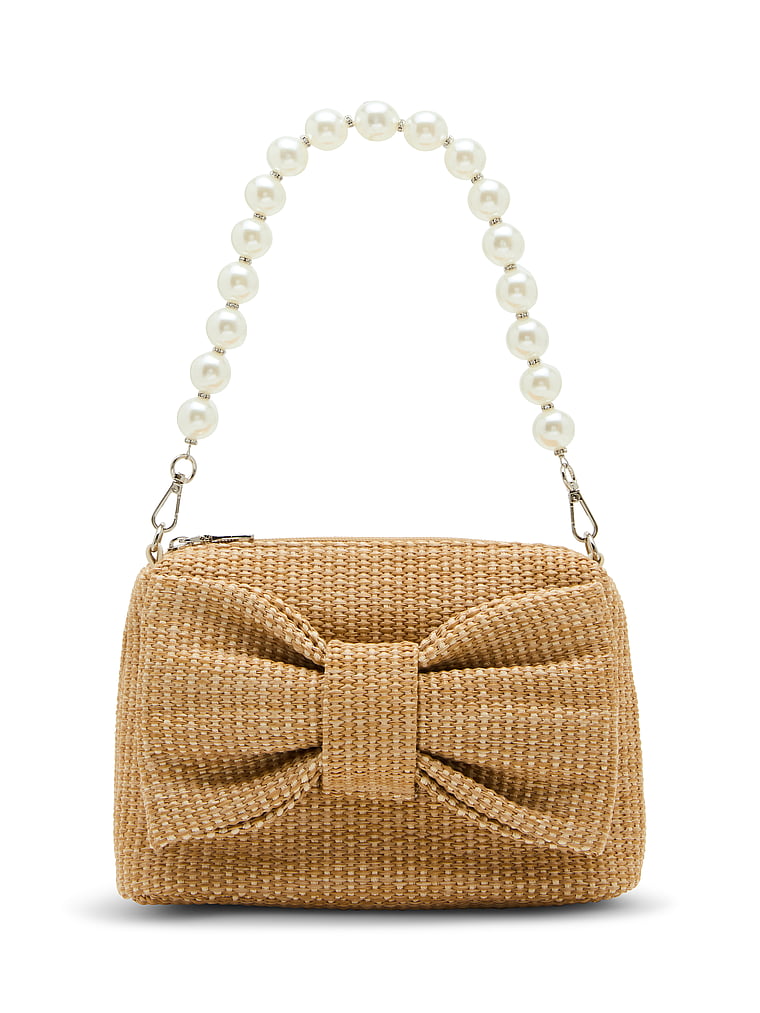

Соломенная сумка с бантом и молнией сверху Betsey Johnson, цвет natural