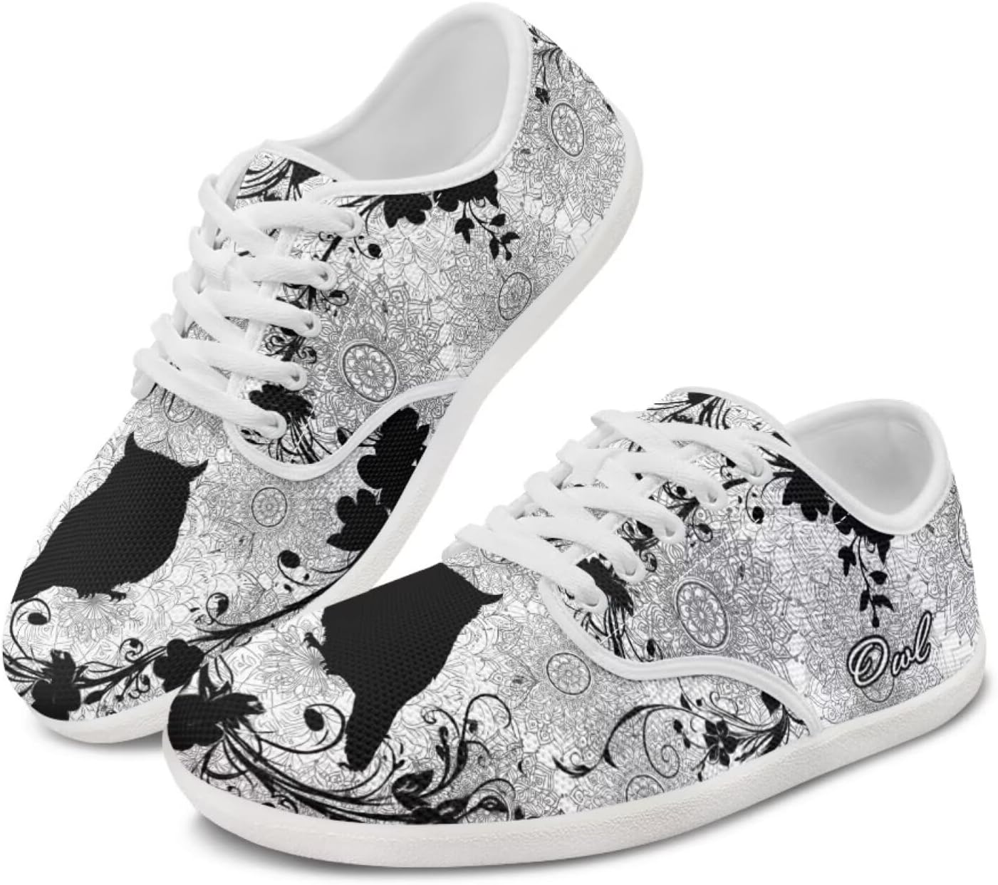 

Кроссовки с широким носком для мужчин и женщин, с животным принтом, для ходьбы, с нулевым перепадом и минималистичным дизайном Pointodoor, Owl Boho Mandala