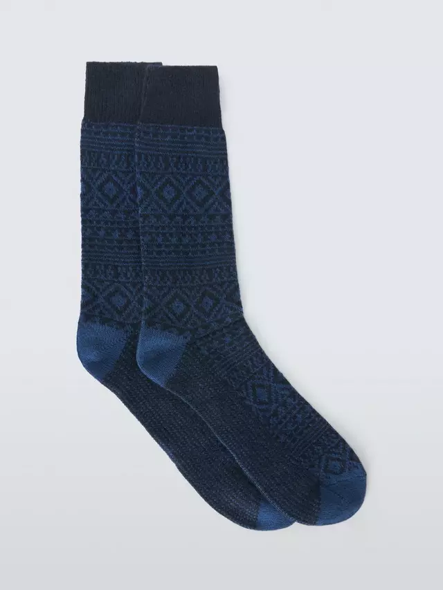 

Носки John Lewis Made in Italy Cashmere Blend Fairisle, цвет blue multi