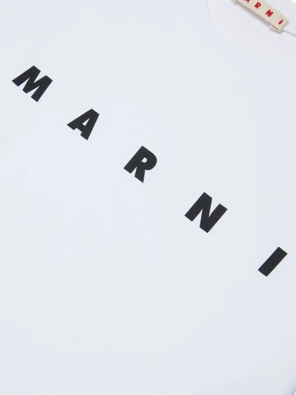 Футболка с длинным рукавом и принтом логотипа Marni Kids, белый — фото 4