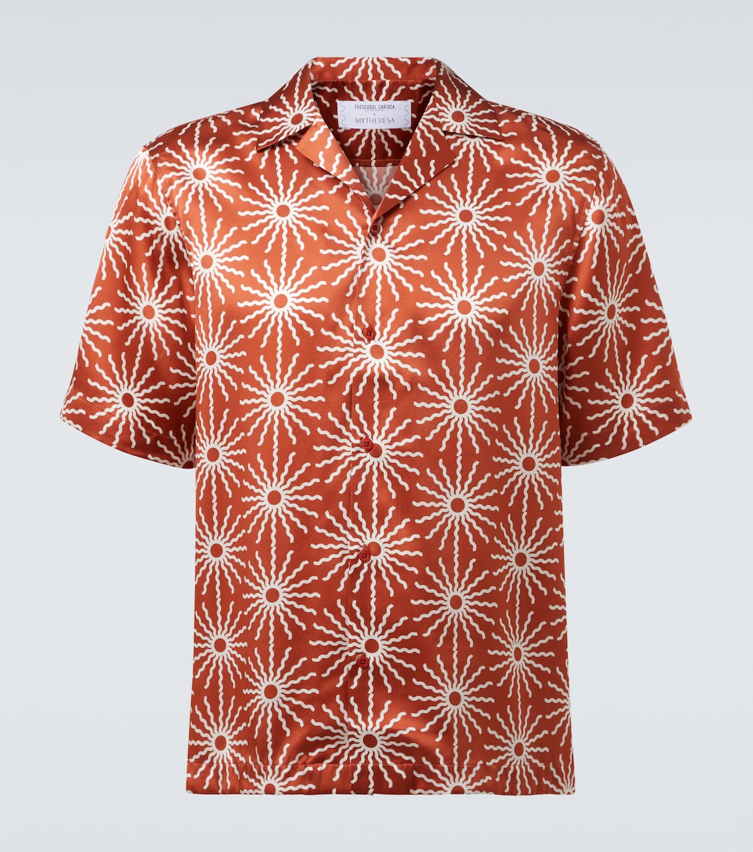 

Рубашка для боулинга Roberto из печатного шелка Frescobol Carioca, Burnt Orange