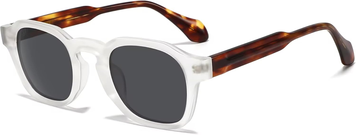 

Ретро-солнцезащитные очки квадратной формы с поляризацией, защита от УФ-излучения UV400, оправа из ацетата ручной работы, модный роскошный стиль для женщин Generic, Transparent Color