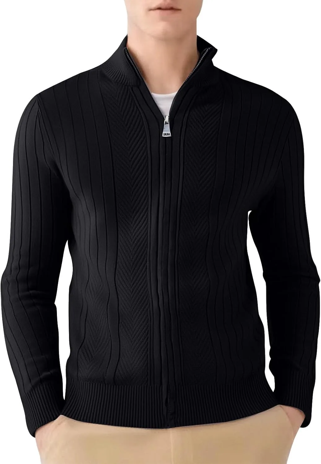 

Мужской кардиган с косичками, утепленный