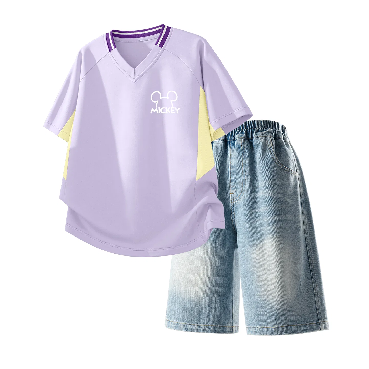 Детский спортивный костюм Casual Sportswear 2 Piece Set Disney, Thick Board Di Line K Purple+Solid Color Denim Blue