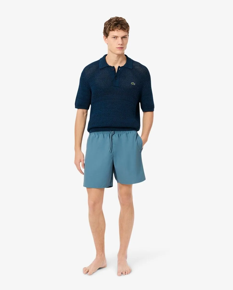 

Однотонные мужские шорты для плавания средней длины Lacoste, синий