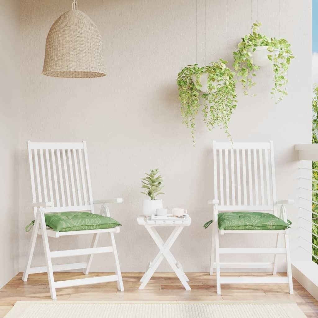 

The Living Store Подушки на стул 2 шт узор Листик 40х40х7 см ткань., зеленый