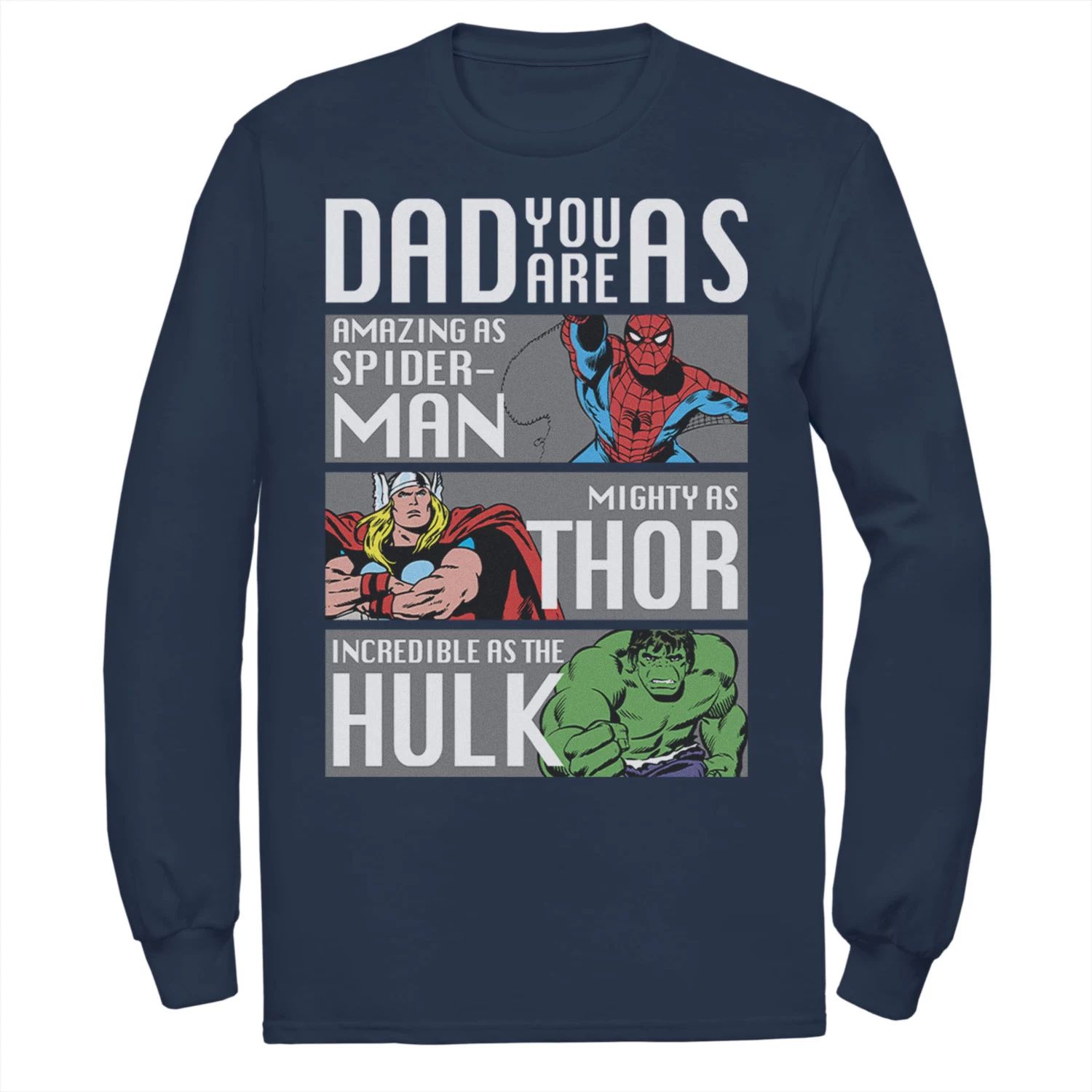 

Мужская футболка Marvel Spider-Man Thor Hulk Dad You Are As Panels Tee