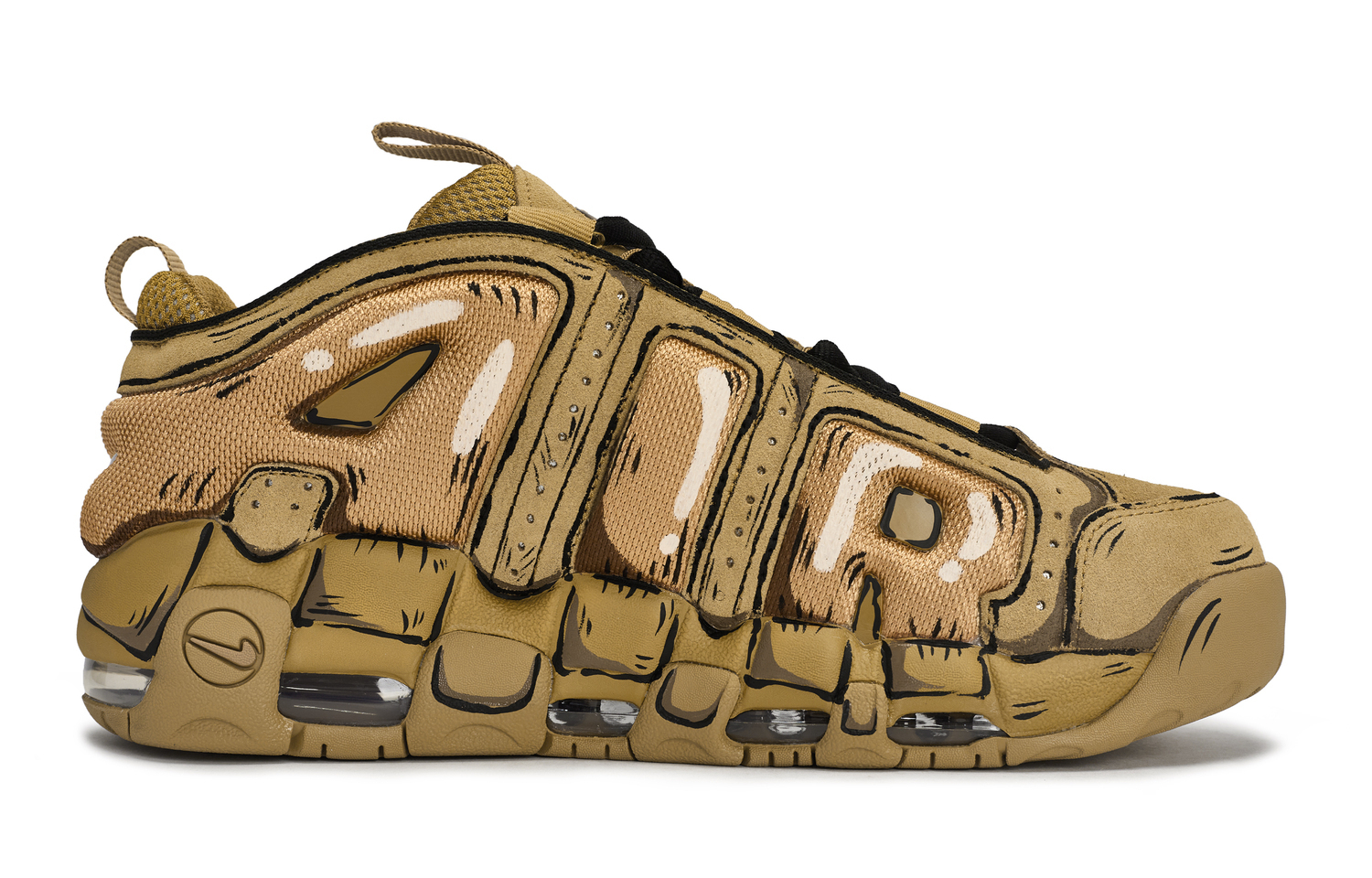 Air More Uptempo 811 Manufacturing, Dimensional Demon, специальная коробка для обуви, нескользящая низкая Nike, черный коричневый — фото 4