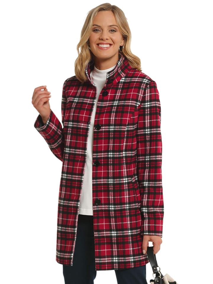 

Короткий размер: Пальто в современную клетку красного, черного и белого цветов. GOLDNER