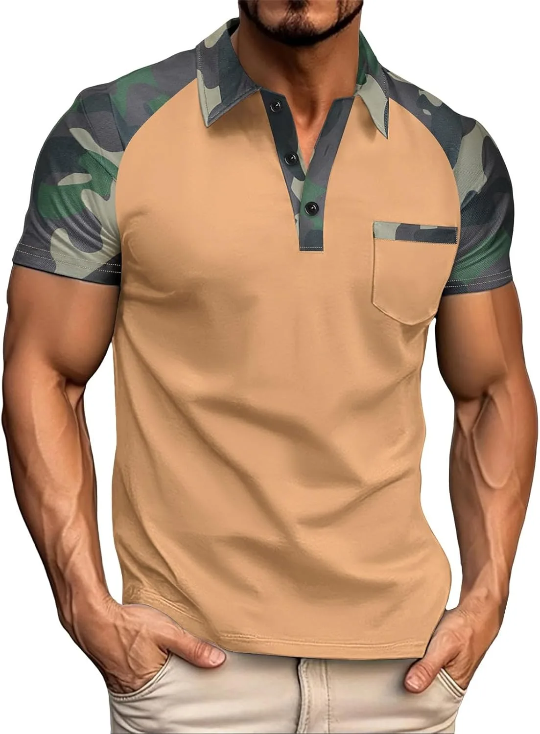 

Мужская футболка Camo Raglan с коротким рукавом, Slim Fit, Quick Dry