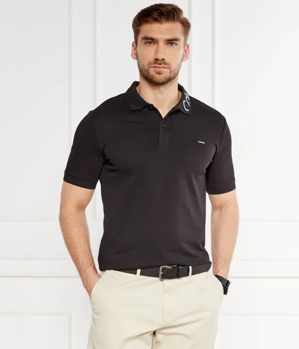 Вышивка поло пике slim fit Calvin Klein, черный — фото 3