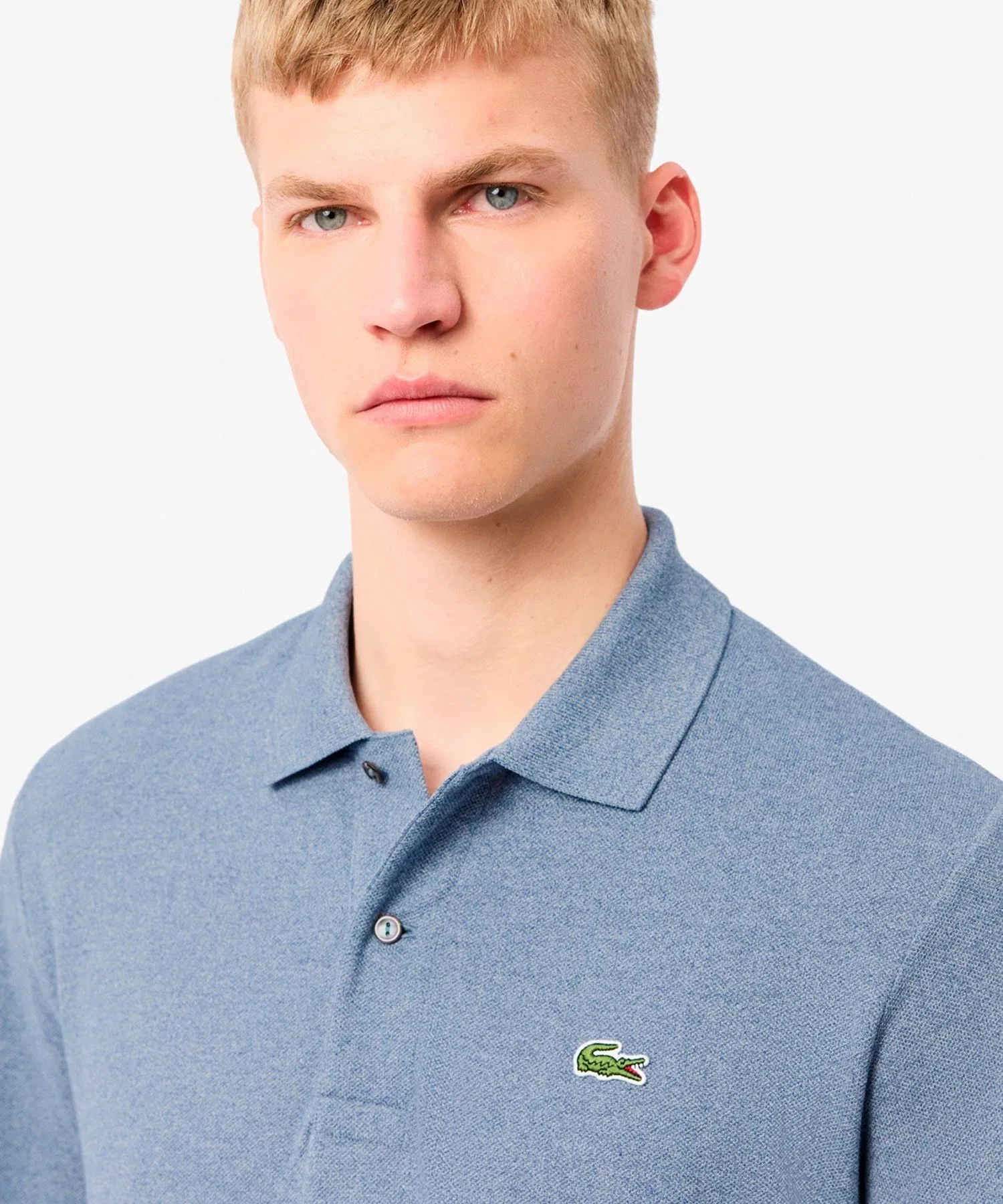 Рубашка-поло Uniqlo L1313, меланж, с длинными рукавами — фото 3
