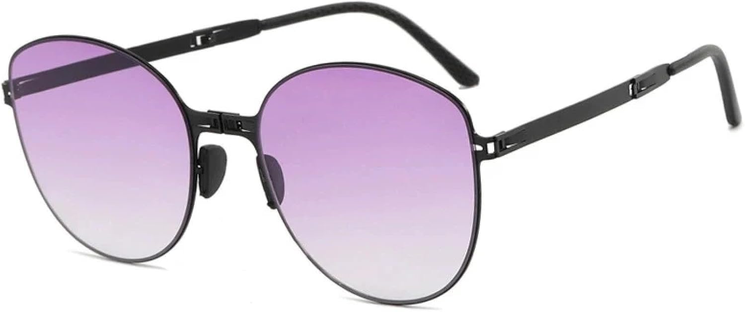 

Модные ретро-солнцезащитные очки в круглой оправе для женщин и мужчин, винтажные складные солнцезащитные очки для активного отдыха, путешествий и вождения, защита от УФ-излучения UV400 TKKTLLT, Black Purple