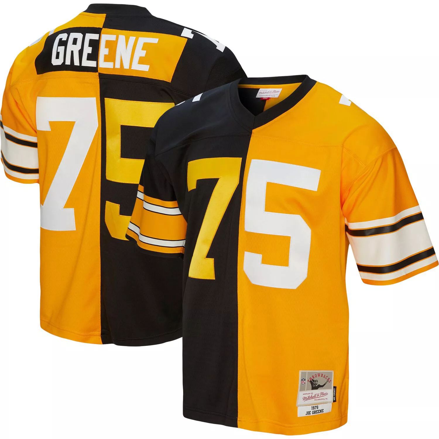 

Мужская футболка Mitchell & Ness Joe Greene черного/золотого цвета "Питтсбург Стилерс" 1976 года, копия реплики Legacy, Черный, Мужская футболка Mitchell & Ness Joe Greene черного/золотого цвета "Питтсбург Стилерс" 1976 года, копия реплики Legacy