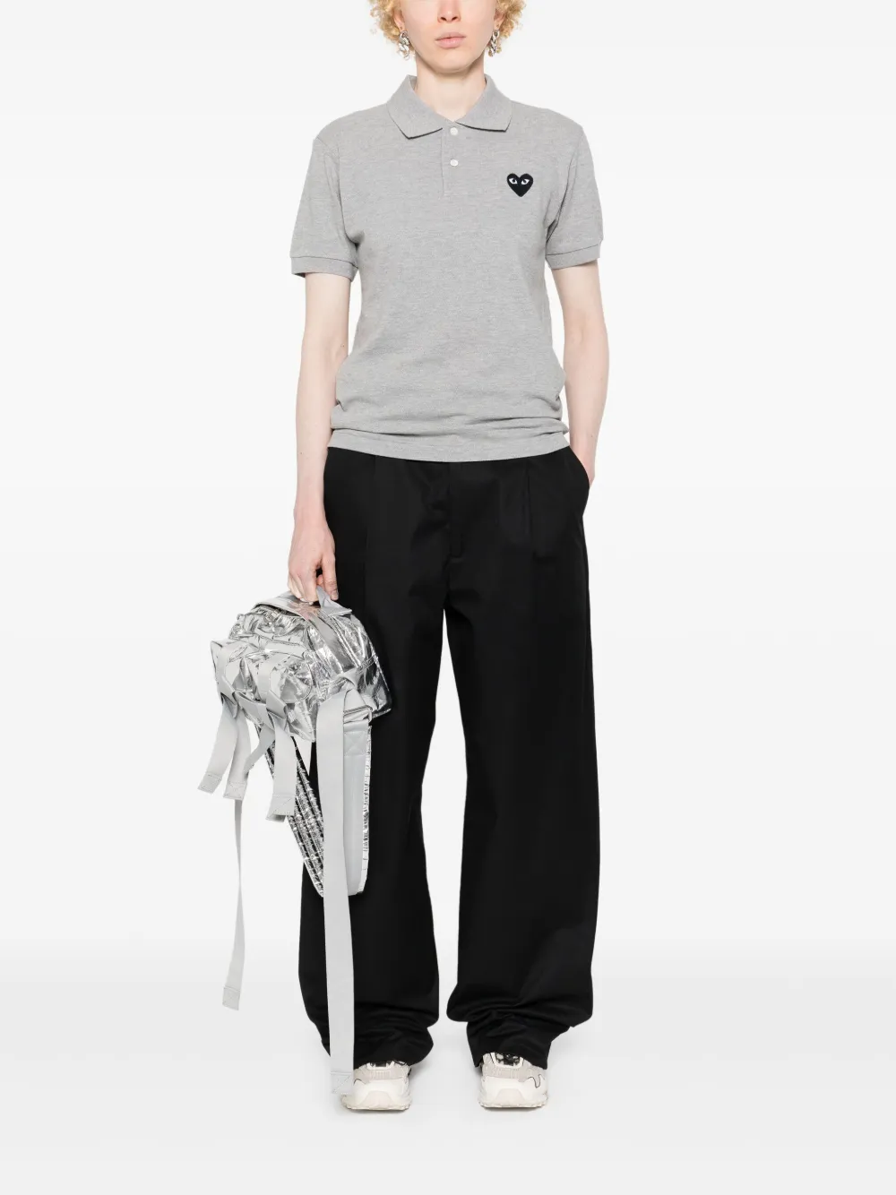 Рубашка поло из ткани пике с нашивкой Comme Des Garçons Play, серый — фото 3