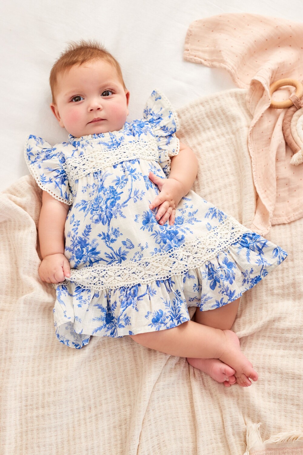 

Платье с рюшами на рукавах Laura Ashley, синий