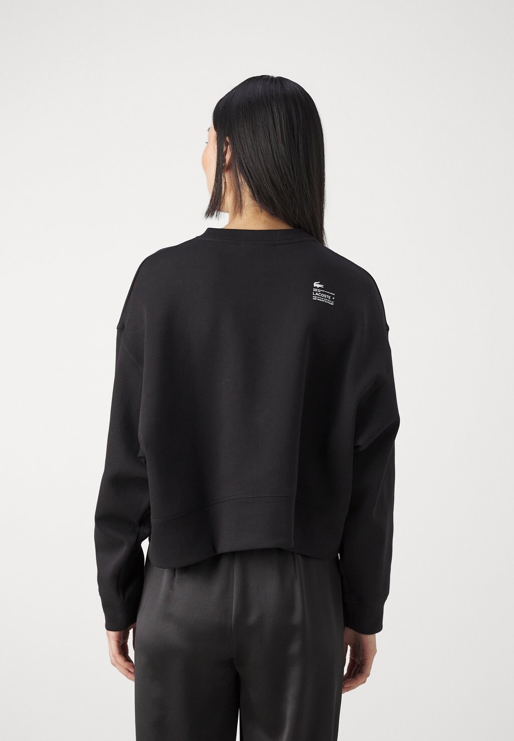 Толстовка Lacoste, черная, Oversize — фото 4
