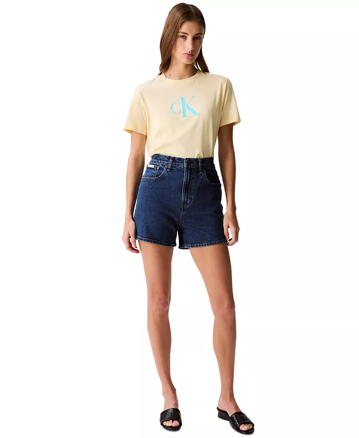 

Женские джинсовые шорты миди с высокой посадкой Calvin Klein Jeans, синий