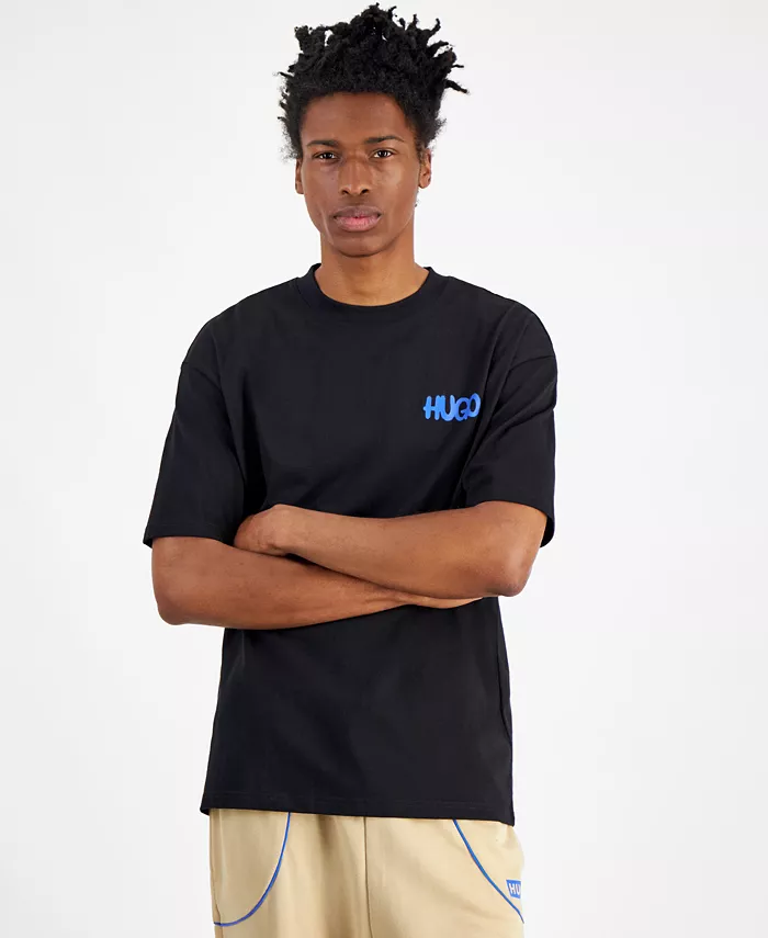 

Мужская футболка свободного кроя с принтом Hugo Boss, черный