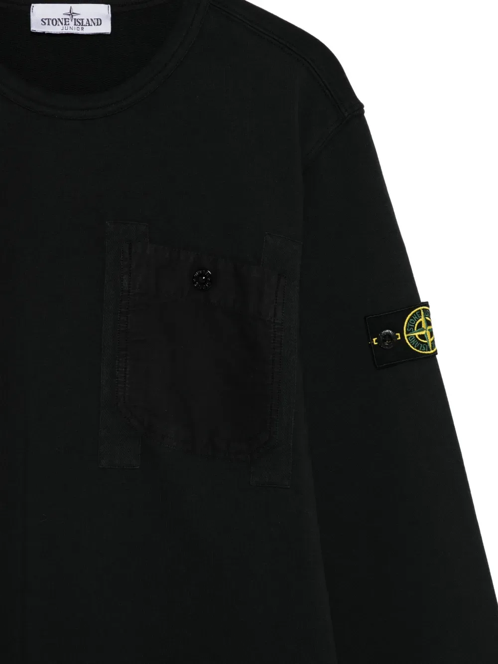 Свитшот с нагрудным карманом Stone Island Junior, черный — фото 3