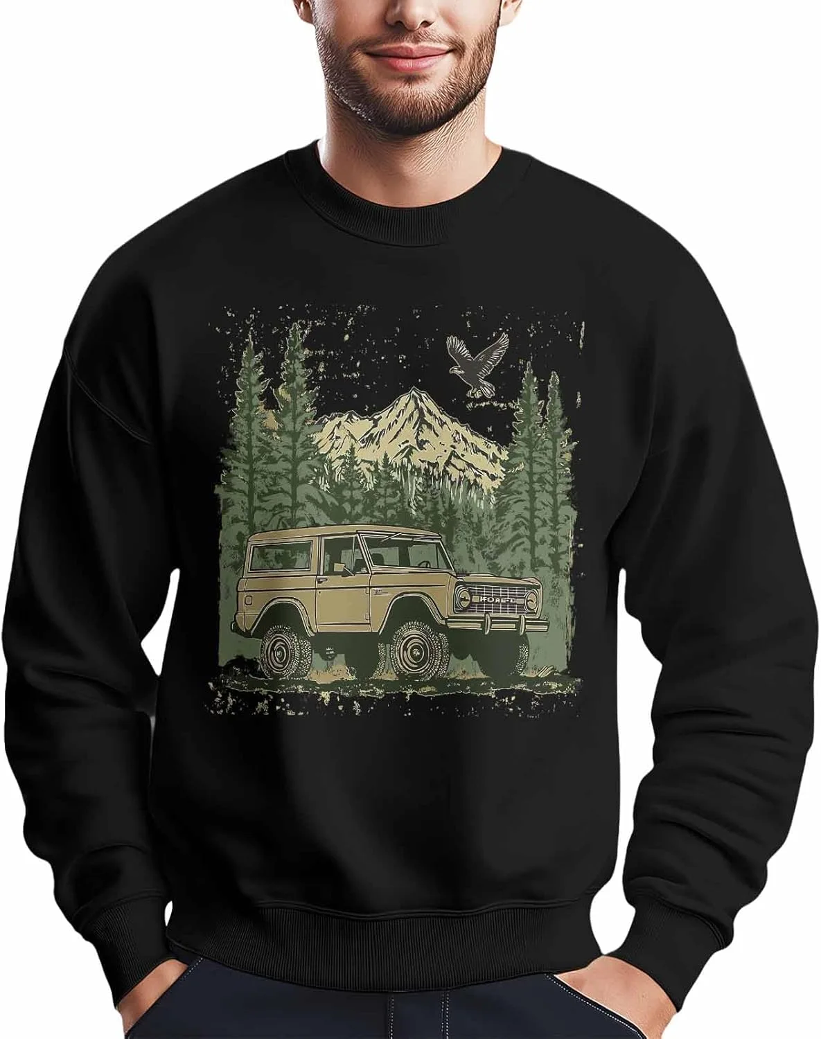 

Мужской свитшот с принтом Forest Eagle Car Off-road Winvebermior