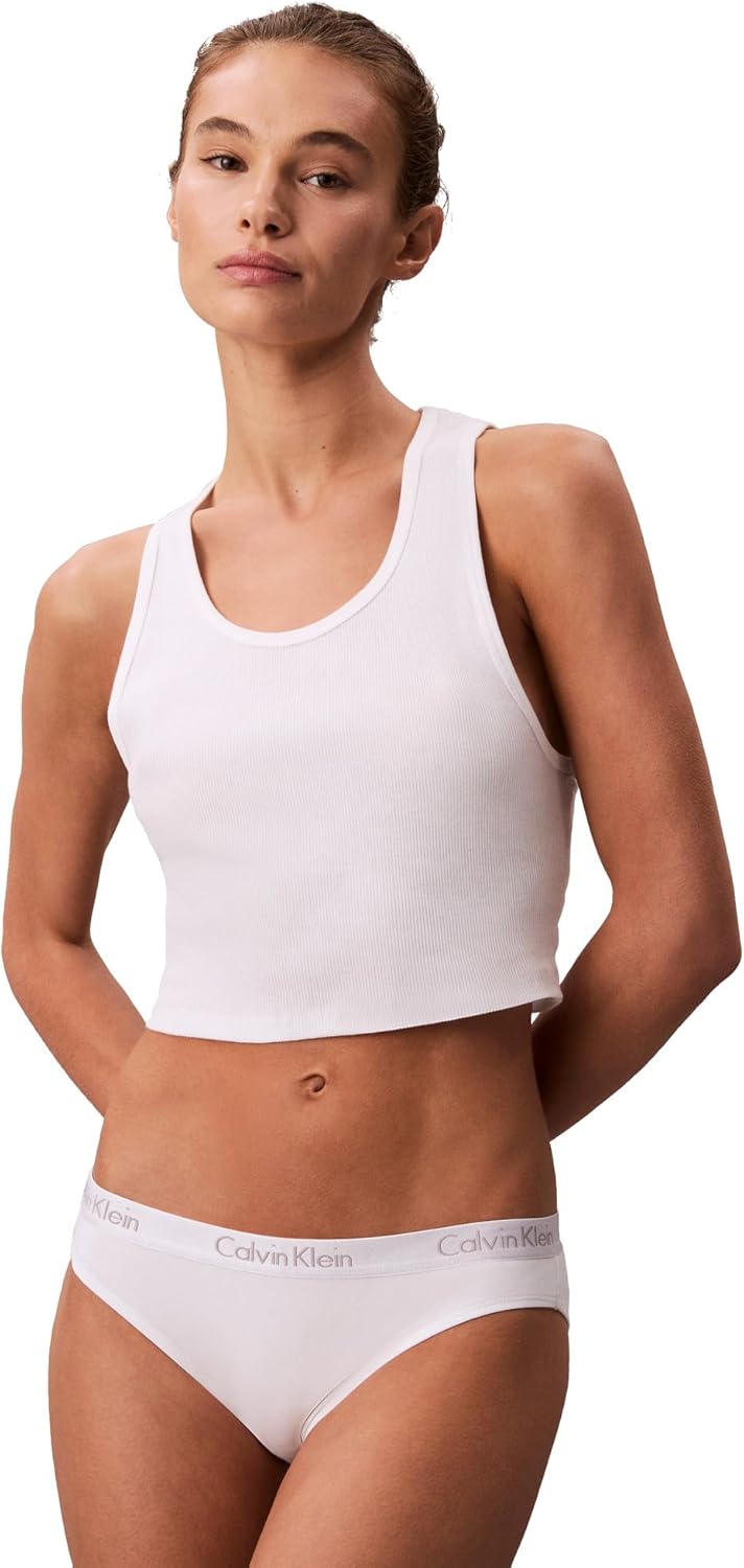 Женские трусики-бикини Calvin Klein Motive Cotton Multipack, 3 шт., Black/Classic White/Grey Heather — фото 2