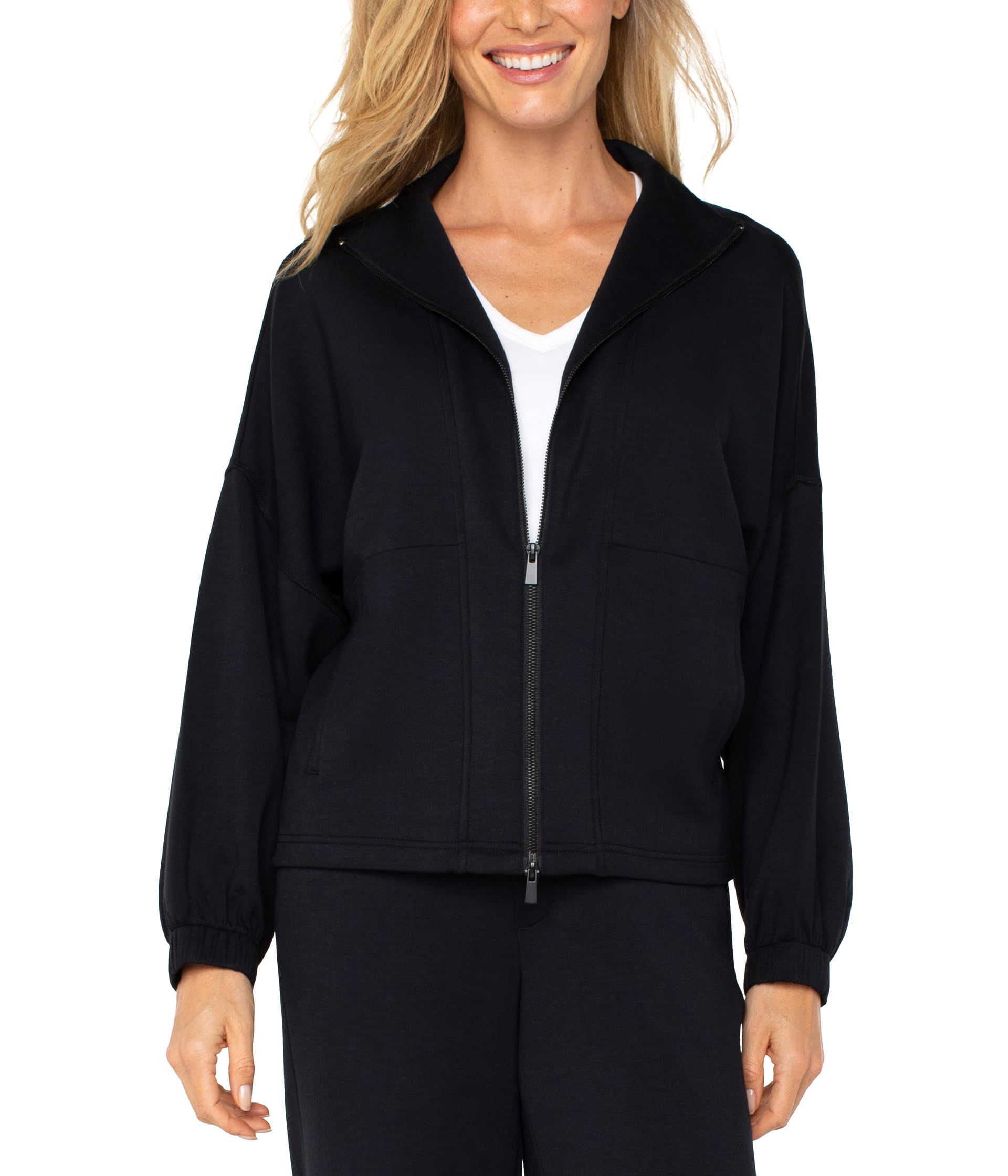 

Куртка Liverpool Los Angeles Plush Comfort Knit Zip Up Funnel Neck Jacket, черный