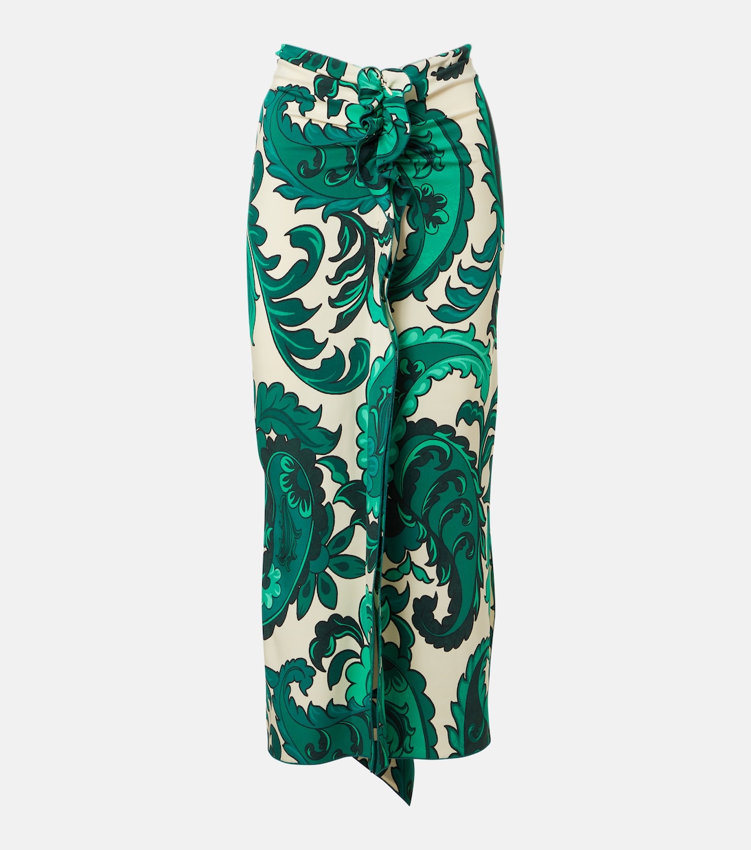 Юбка миди с оборками и узором пейсли Etro, Green/White
