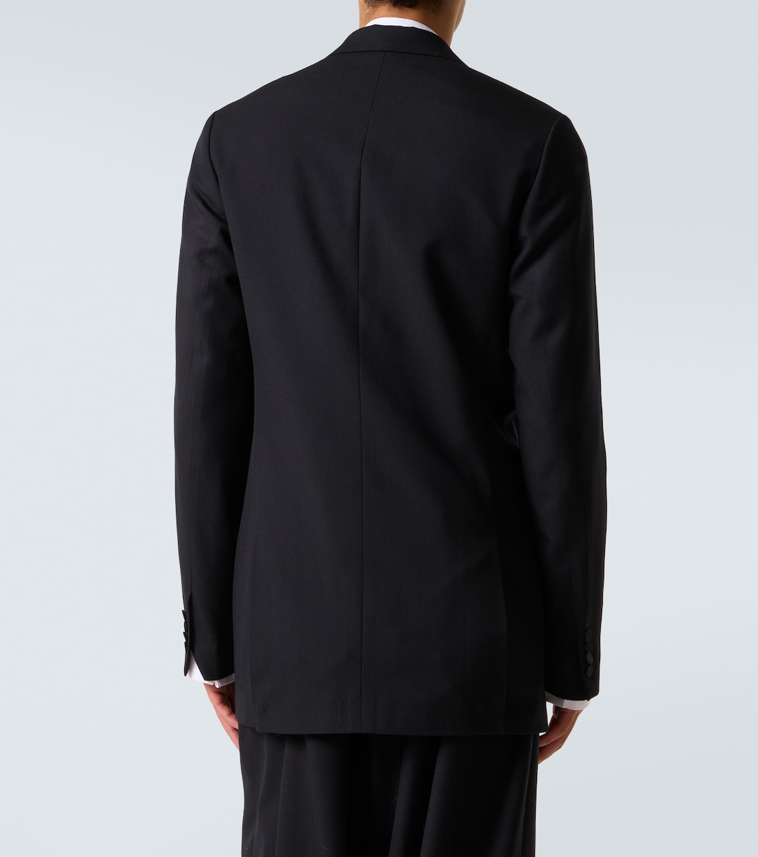 Двубортный пиджак из шерсти и шелка Dries Van Noten, черный — фото 4