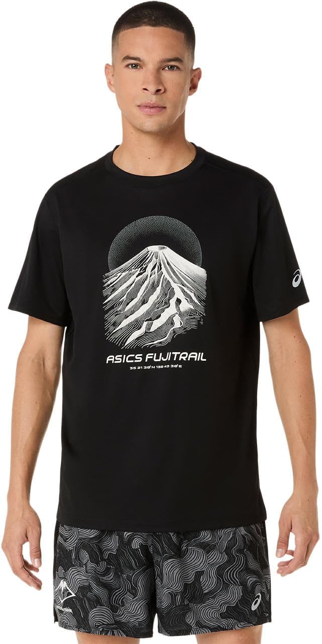 

Мужская футболка с коротким рукавом и логотипом Asics (Asics) для бега, черный/кремовый