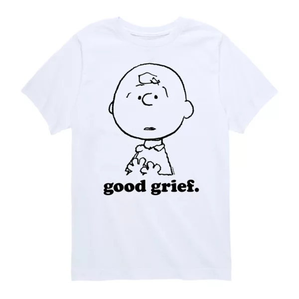 

Футболка для мальчиков 8-20 лет с принтом "Peanuts" — Чарли Браун и надписью "Good grief" Licensed Character, белый
