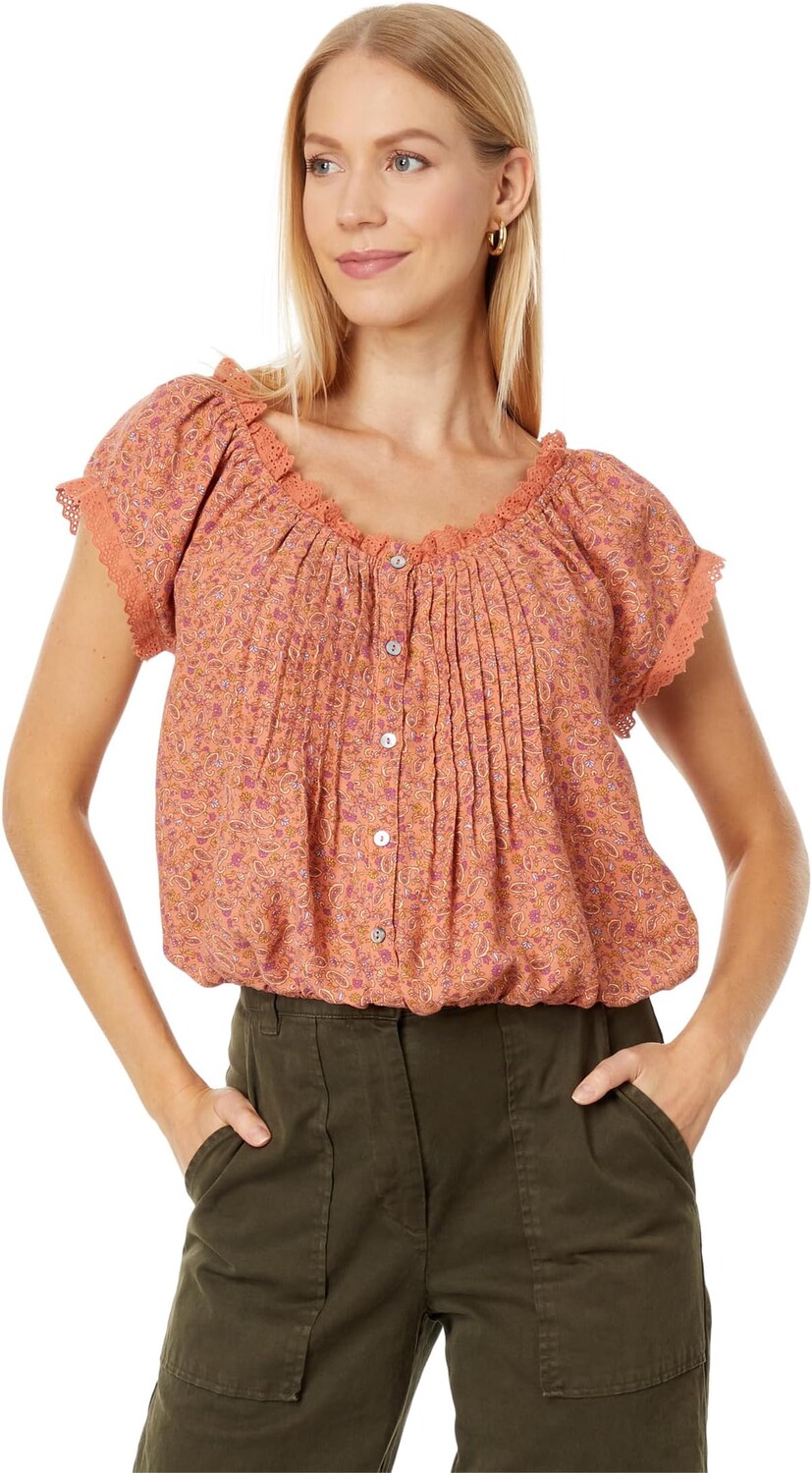 

Топ Lucky Brand Printed Button Front Peasant Top, цвет Aragon Multi