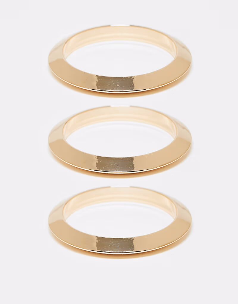 

Набор из 3 кованых браслетов золотистого оттенка Asos Design