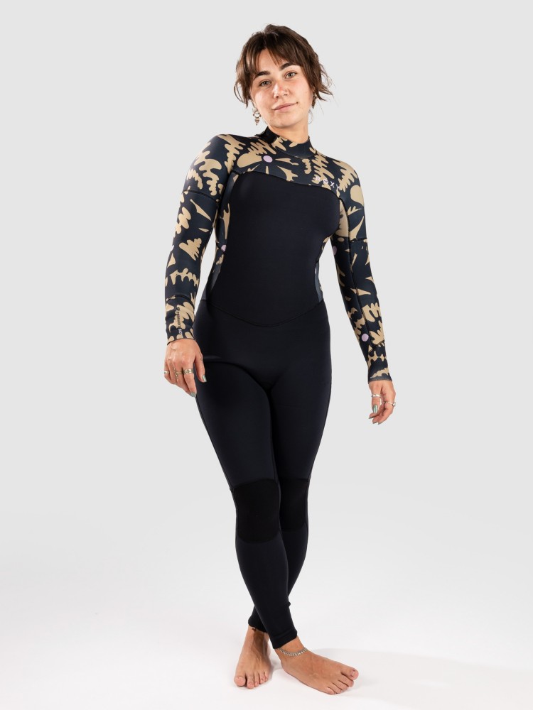 

Гидрокостюм Roxy 4/3 Swell Natural Back Zip Primaloft Neoprenanzug, black floral