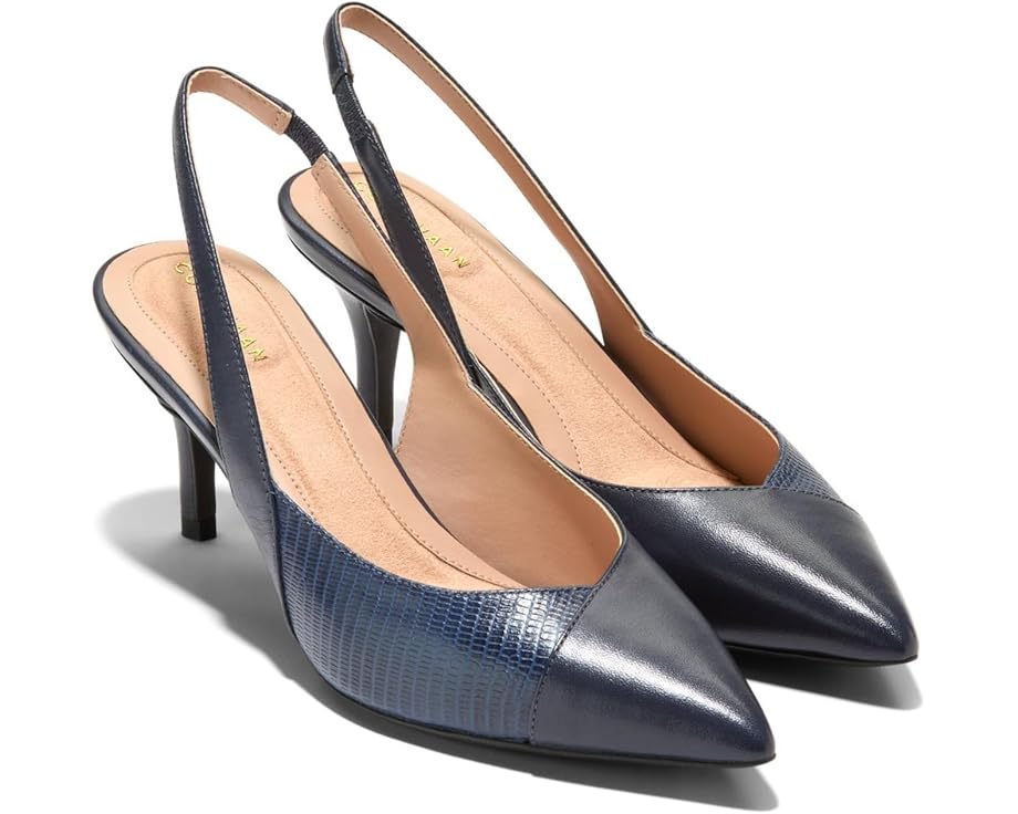 

Туфли Cole Haan The Go-To Slingback Pump 65MM, цвет Navy Blazer Leather/Lizard Print Leather