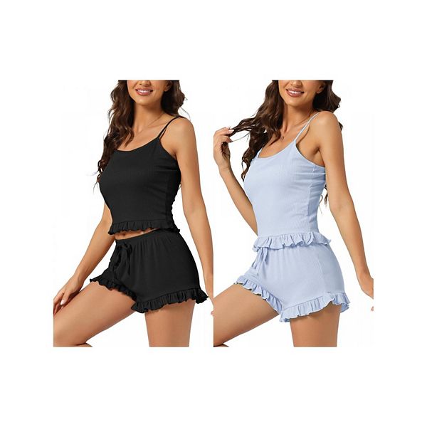 

2 комплекта женской пижамы 2 предмета: топ-камизоль и шорты Inspire Chic, Black Blue