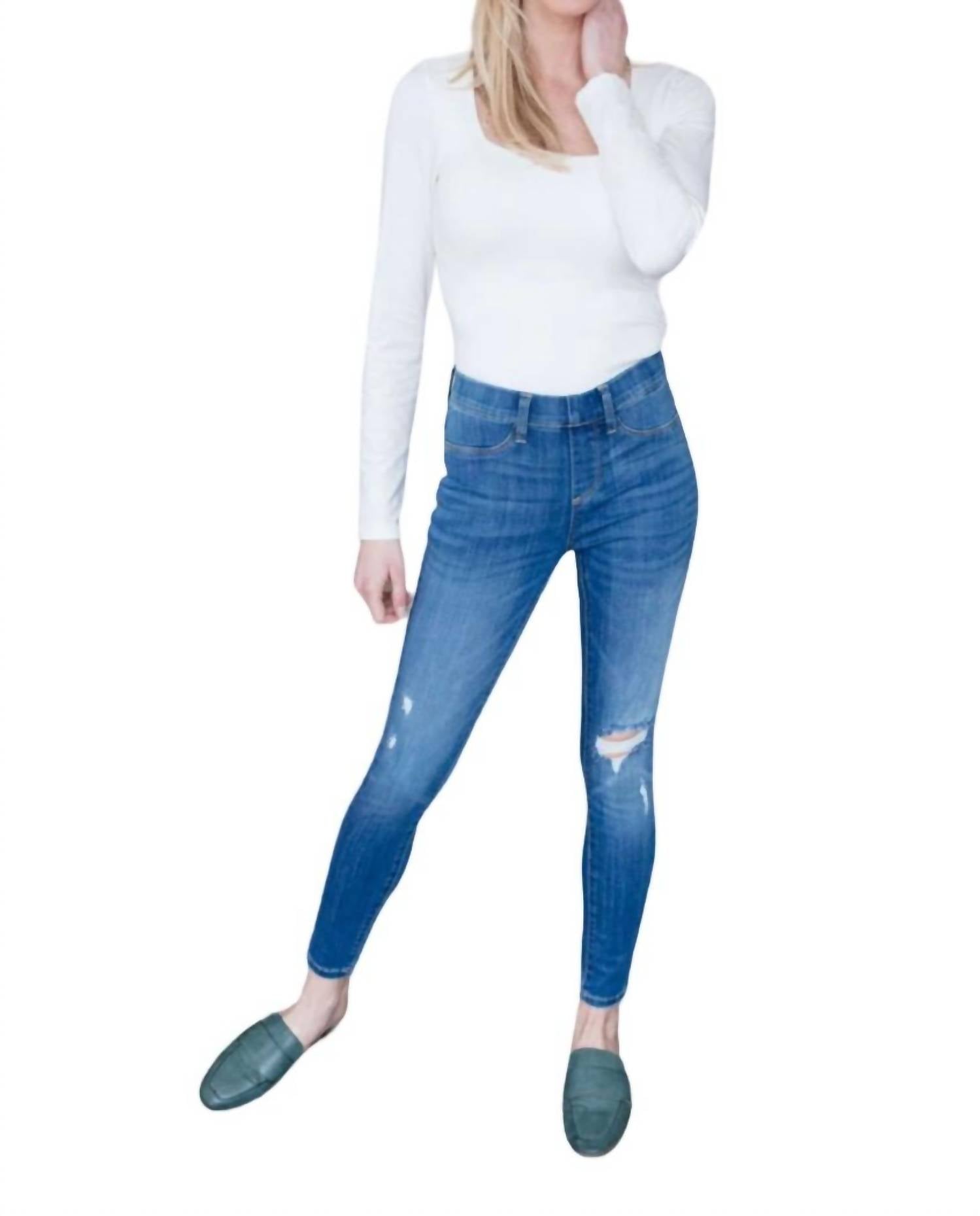 

Узкие джеггинсы средней посадки средней степени стирки Judy Blue, цвет mid wash