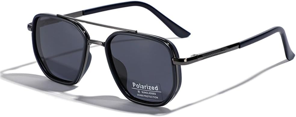 

Поляризованные солнцезащитные очки для мужчин в стиле ретро, ​​металлические солнцезащитные очки для женщин, очки для вождения, зеленые, черные, UV400 VFDHN, Dark Blue