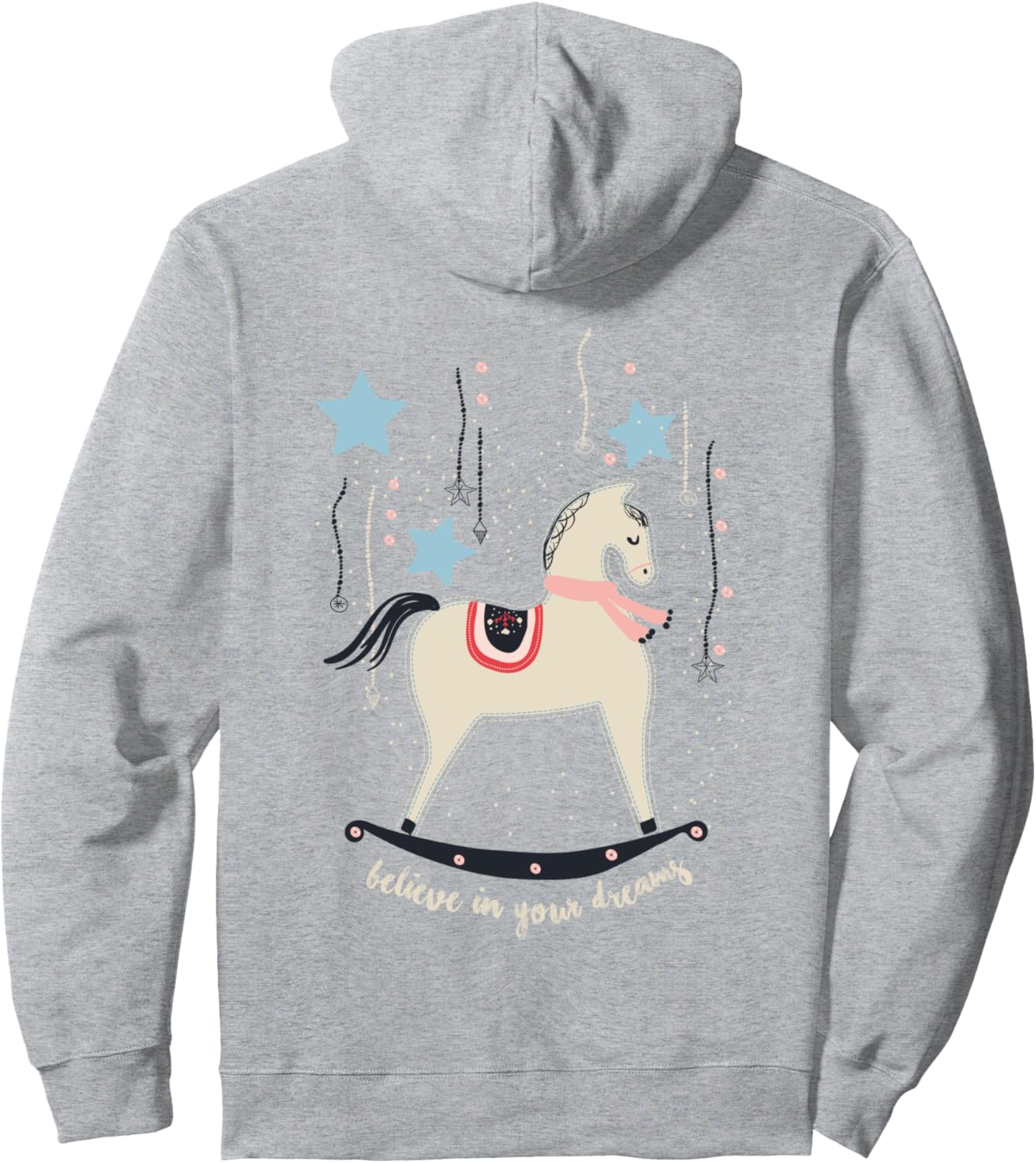 

Мотивационная рождественская толстовка с изображением качающейся лошадки и надписью «Верь в свои мечты» Believe In Your Dreams Inspiration Julib Gift Tees, серый