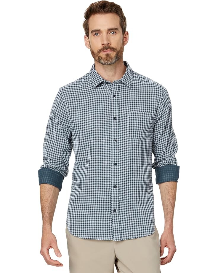 

Лонгслив Vince Mojave Plaid, цвет Deep Indigo/Optic White