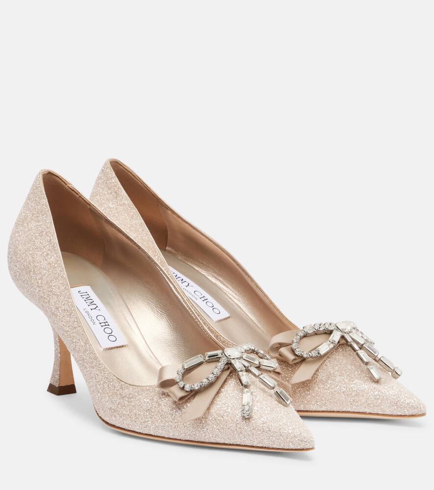 Auria 70 блестящие туфли-лодочки с кристаллами Jimmy Choo, Light Soft Gold/Crystal