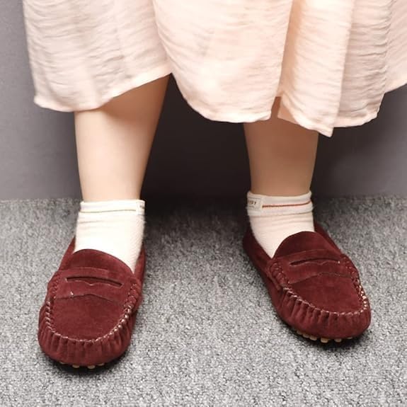Детские мокасины Battle Men Penny Loafers с квадратным носком, прострочкой, из искусственной замши, красный — фото 3